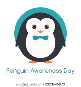 Penguin awareness day , cute cartoon character, penguin, holiday illustration with penguin in cartoon patterns