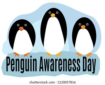 Penguin Awareness Day, Idea for poster, banner, flyer, leaflet or postcard vector illustration