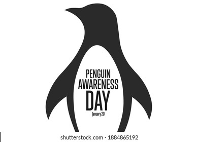 Penguin Awareness Day. January 20. Holiday concept. Template for background, banner, card, poster with text inscription. Vector EPS10 illustration
