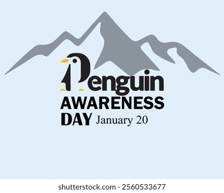 Penguin Awareness Day. January 20.Template for background, banner, card, poster. 