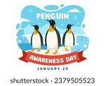 Penguin Awareness Day Vector Illustration on 20 January with Penguins and Iceberg to Conserve Animals in Flat Cartoon Background Design