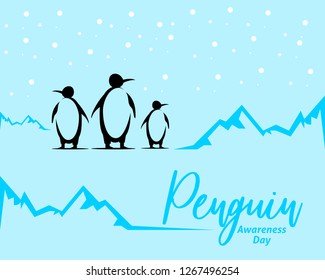 Penguin awareness day vector illustration