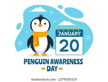 Penguin Awareness Day Vector Illustration on 20 January with Penguins and Iceberg to Conserve Animals in Flat Cartoon Background Design svg