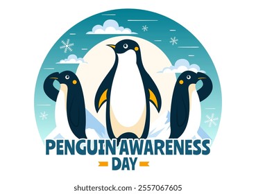 Penguin Awareness Day Vector Illustration on January 20, featuring Penguins and an Iceberg to Promote Animal Conservation in a Flat Background