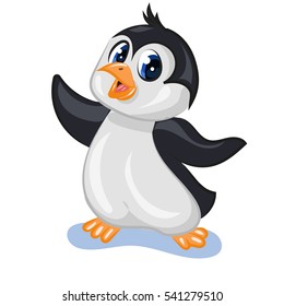 Cute Baby Penguin Cartoon Isolated On Stock Vector (Royalty Free ...