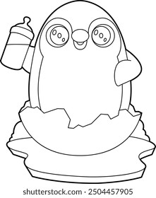Penguin Baby bottle Milk Animal Vector Graphic Art Illustration