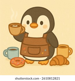 Penguin in a Barista Uniform