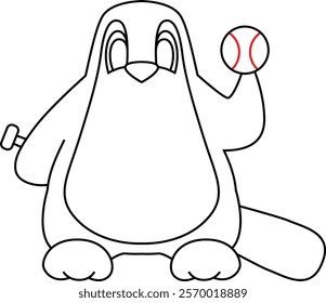 Penguin Baseball Baseball bat Animal Vector Graphic Art Illustration