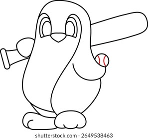 Penguin Baseball Baseball bat Animal Vector Graphic Art Illustration