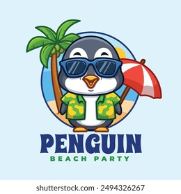 Penguin Beach Cartoon Mascot Logo