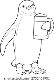 Penguin Beer Animal Vector Graphic Art Illustration