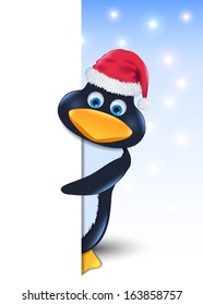penguin behind empty sheet