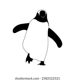 penguin, bird, cartoon, animal, vector, illustration, 