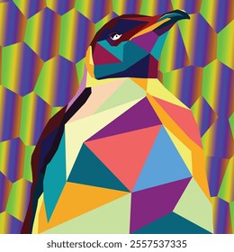 Penguin Bird in colorful Polygon low poly. Penguin silhouettes colorful Vector. Penguin Abstract Illustration