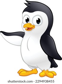 Un pájaro pingüino adorable caricatura feliz personaje de una mascota para la vida salvaje