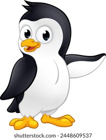 Un pingüino pájaro lindo feliz caricatura de la mascota de la vida salvaje