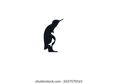 penguin bird with fish logo, arctic animal symbol