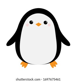 Penguin bird icon. Cute cartoon kawaii funny baby character. Arctic animal collection. Notebook cover, tshirt, greeting card print. Flat design. White background. Isolated. Vector illustration