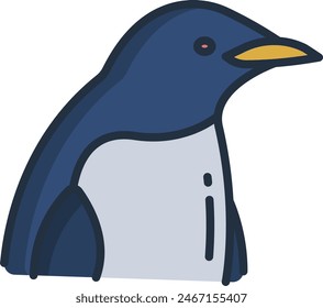 Penguin bird linear color vector illustration