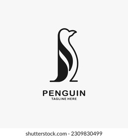 Penguin bird logo design illustration