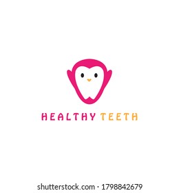 Penguin Bird Logo Illustration Color Vector Design Teeth