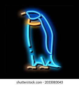 penguin bird neon light sign vector. Glowing bright icon penguin bird sign. transparent symbol illustration