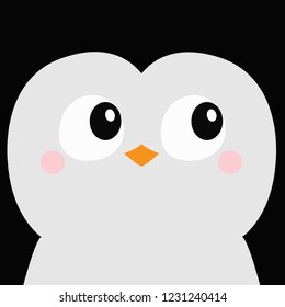 Penguin bird square head face icon. Big eyes, beak. Merry Christmas. Cute cartoon funny kawaii character. Happy New Year. Winter background. Greeting card. Flat design. Vector illustration