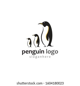 penguin bird vector logo, arctic animal symbol
