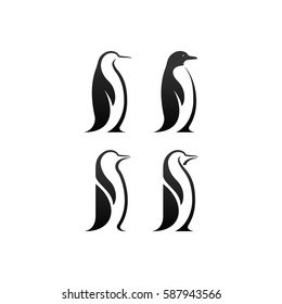 penguin bird vector logo, arctic animal symbol