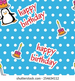 Penguin Birthday Seamless Pattern