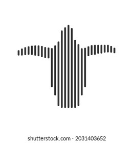 Penguin black barcode line icon vector on white background.