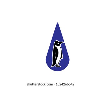 Penguin black silhouette vector logo. Side view of a standing penguin.- Vector
