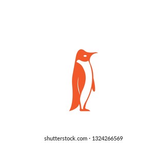 Penguin black silhouette vector logo. Side view of a standing penguin.- Vector
