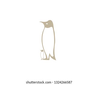 Penguin black silhouette vector logo. Side view of a standing penguin.- Vector
