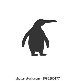Vector de silueta negra pingüino sobre fondo blanco