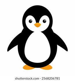 Penguin black vector on white background.