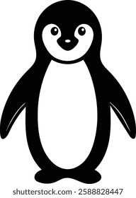 penguin black and white vector illustration