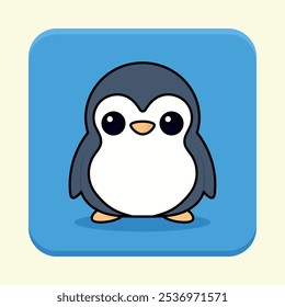 Icono de App azul pingüino. Icono lindo del pingüino