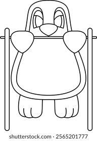 Penguin Bodybuilder Pull ups Animal Vector Graphic Art Illustration