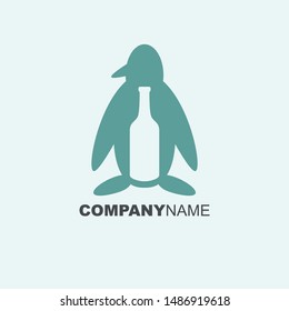 penguin and bottle logo template