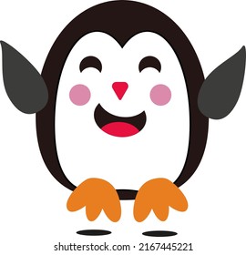 Penguin bouncing, illustration, vector on a white background.