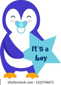 Penguin boy, illustration, vector on white background.