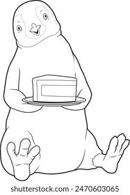 Penguin Cake Animal Vector Graphic Art Illustration