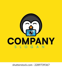 penguin with camera abstract logo , creative logo, cartoon logo, wildlife, studio business logo	
