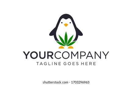 Penguin and cannabis forms for logo design concepts  editable