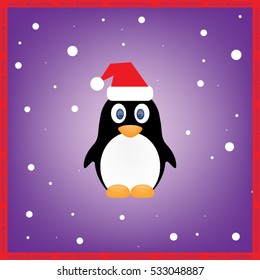 Penguin in cap of Santa icon vector illustration eps10.
