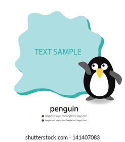 Penguin. Card vector illustration.
