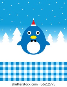 penguin card in winter