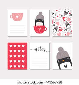 Penguin cards collection illustration