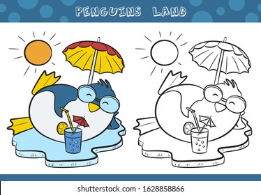 Penguin cartoon. Animals vector. Animals coloring pages. Wild animals outline